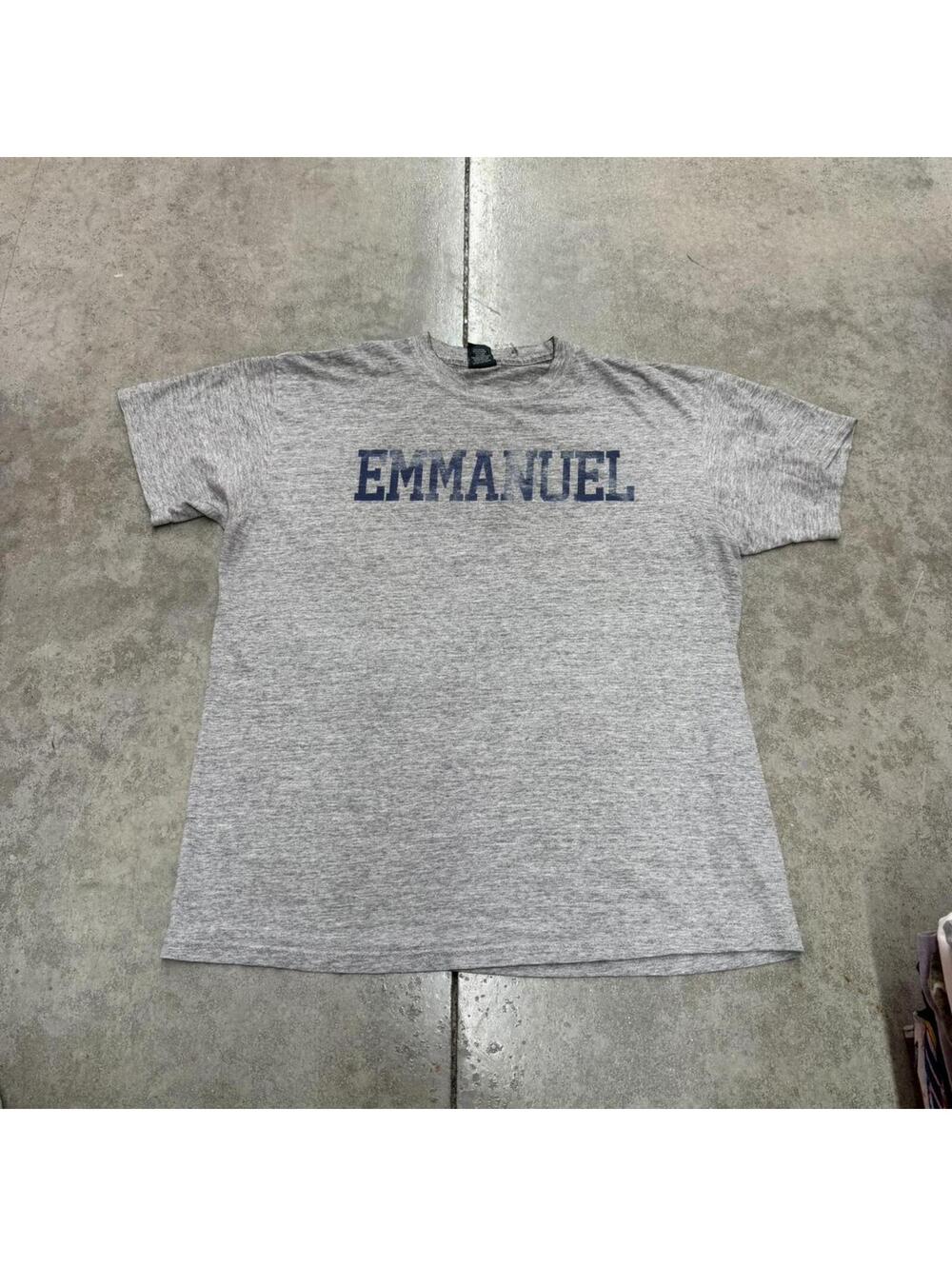 vintage emmanuel college made in canada grey collegiate paper thin shirt large